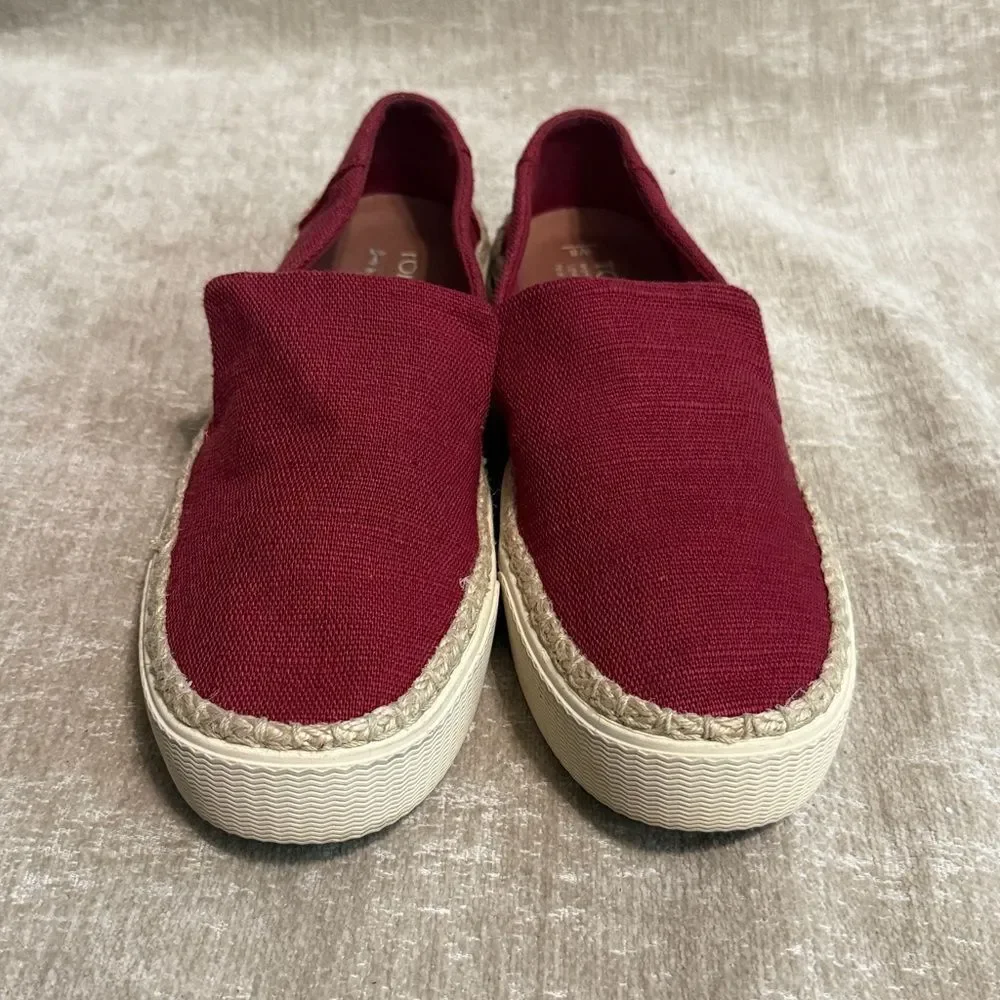 Toms Burgundy Espadrille Slip-Ons